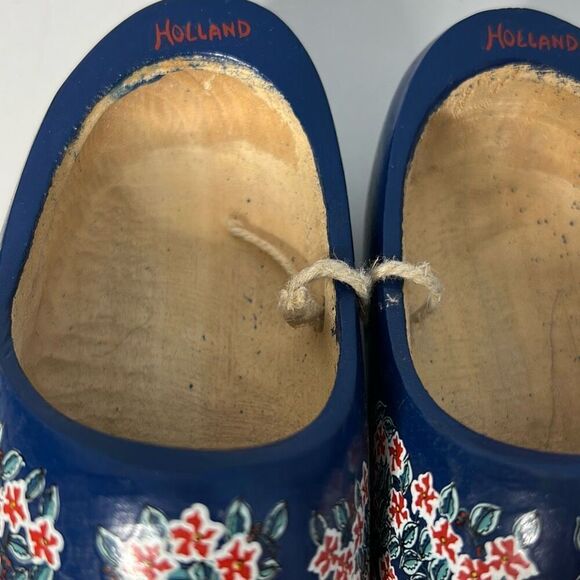 VZ Holland  Wooden Shoes Blue hand painted 22 - Picture 2 of 7